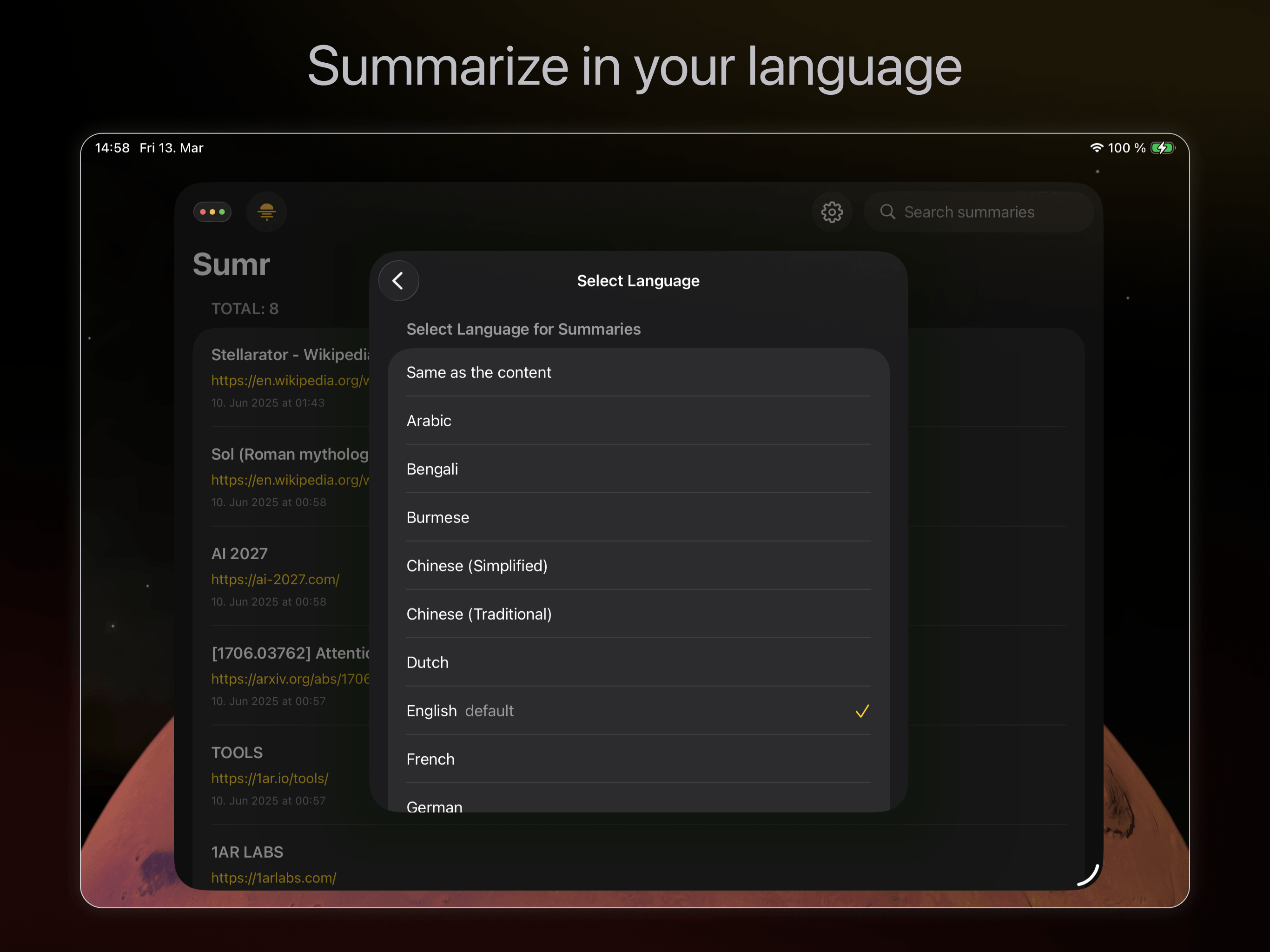 Languages on iPad