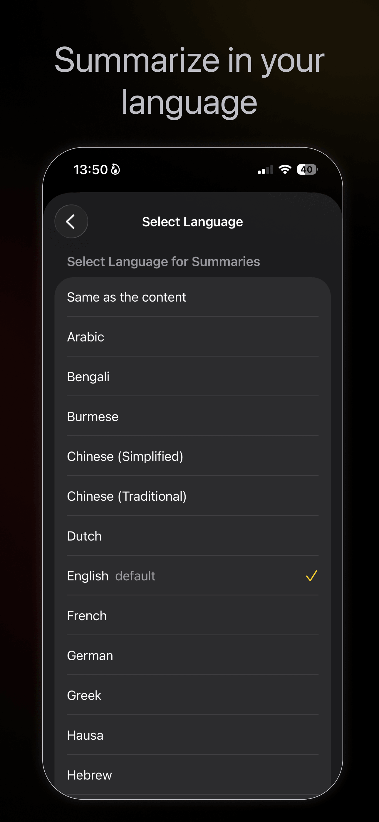 40+ languages