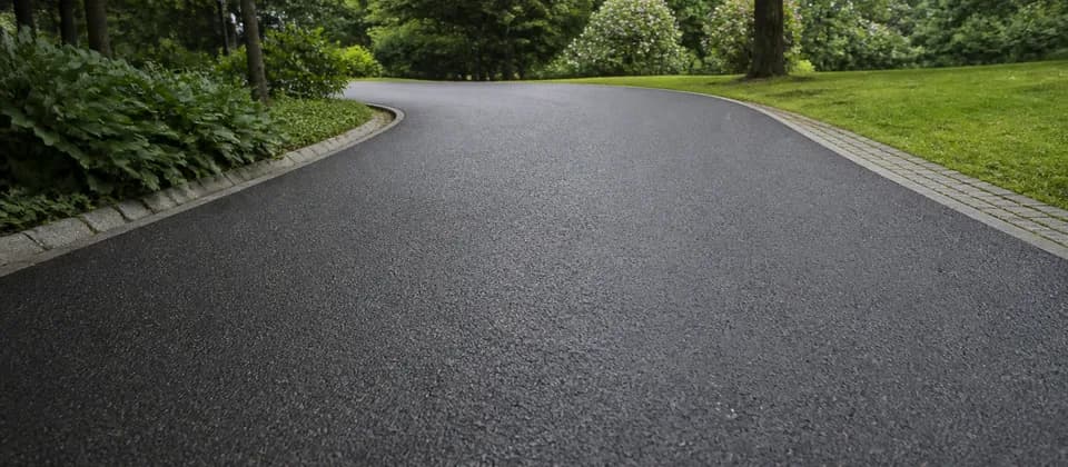 A smooth asphalt path through a park