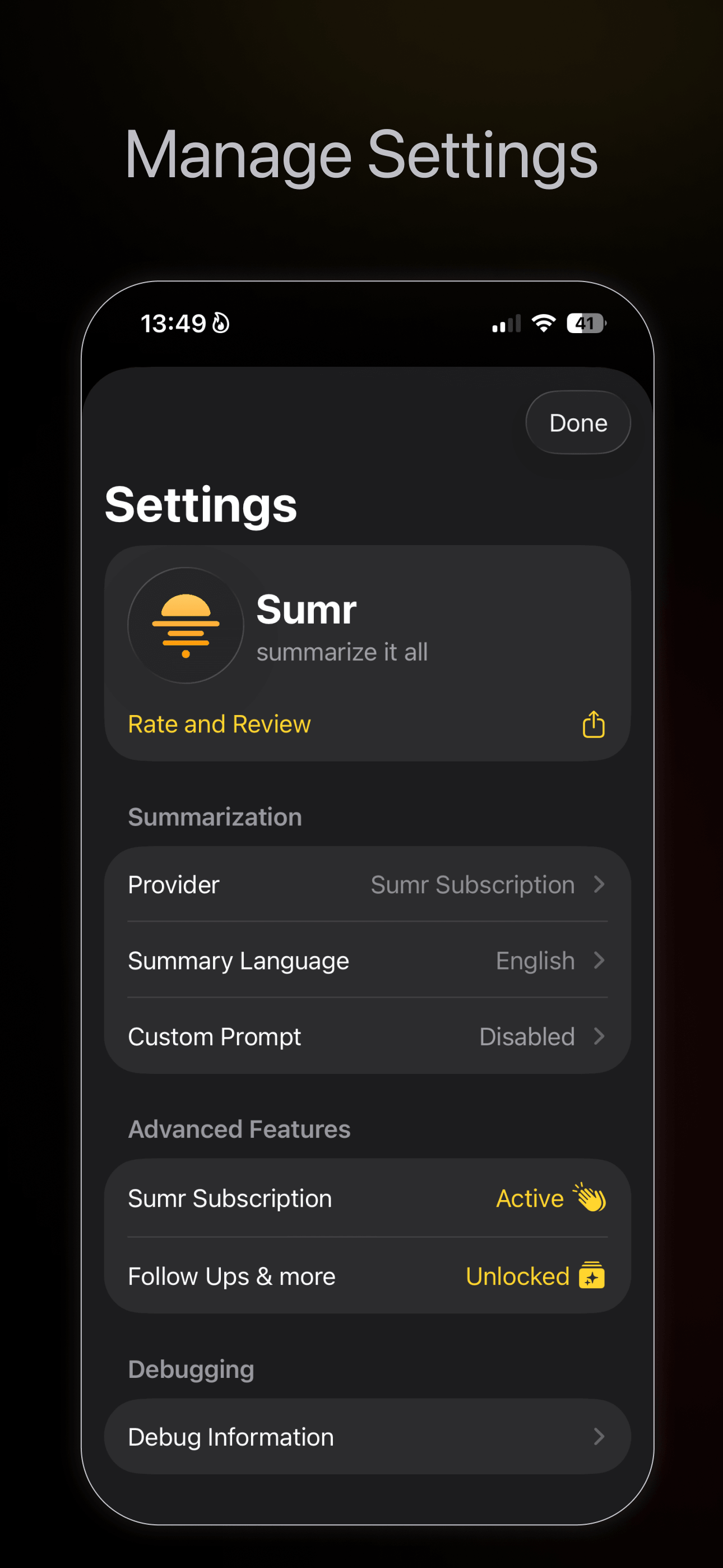 Settings