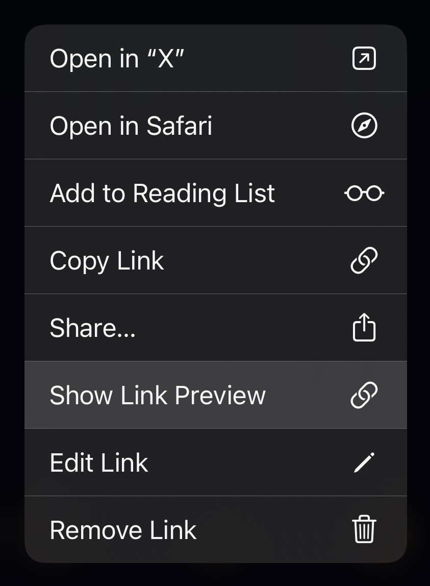 long press -> show link preview